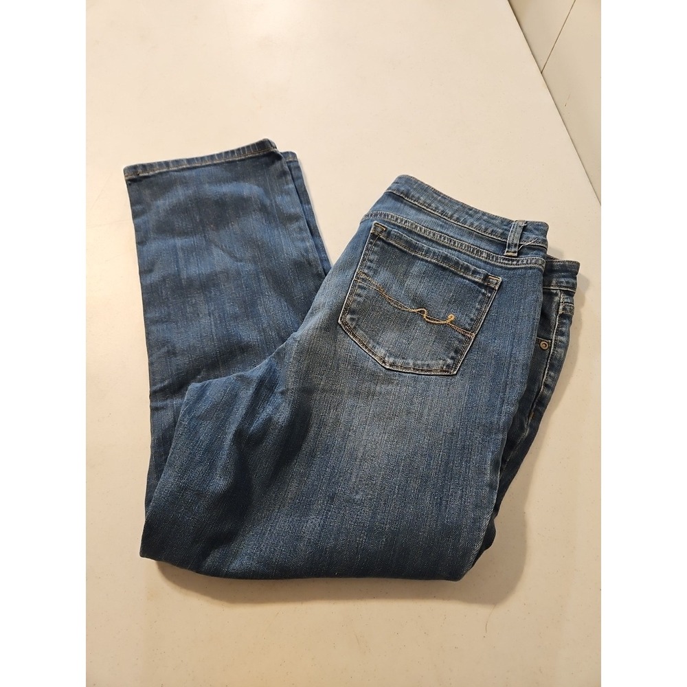 St. John's Bay Straight Leg Womens size 14 Medium Wash‎ Blue Denim Jeans(A1259)